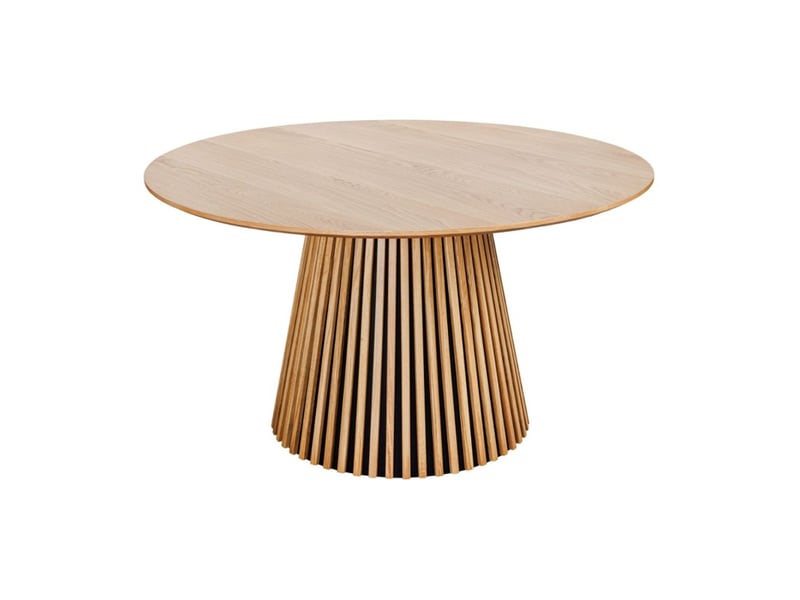  Table kanova 140 cm – plateau rond en chêne clair et pied central design – style contemporain  - Conforama A