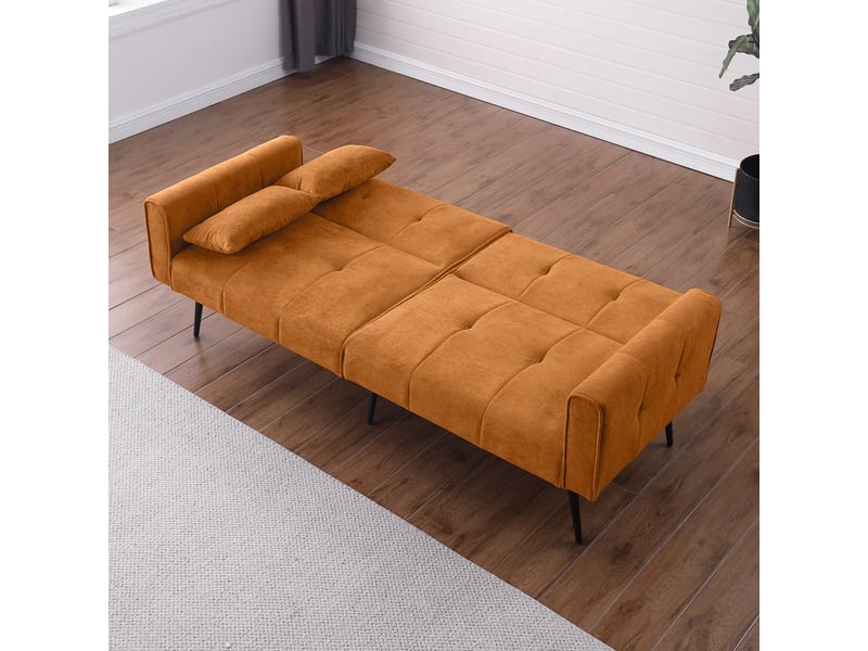  Canapé à pieds en métal, tissu orange  - Conforama C