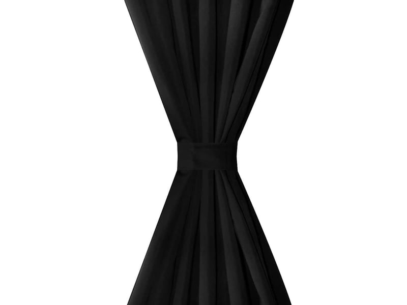  Lot de 2 rideaux à passant, rideaux de fenêtre micro satin noir 140 x 225 cm cf43424  - Conforama C