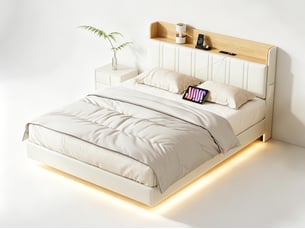Lit 2 places 140x190 cm coloris beige