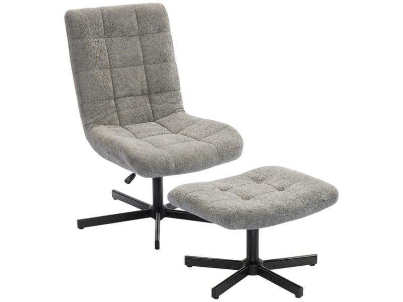  Fauteuil lounge pivotant modèle élégant avec repose-pieds réglable et dossier inclinable  - Conforama A