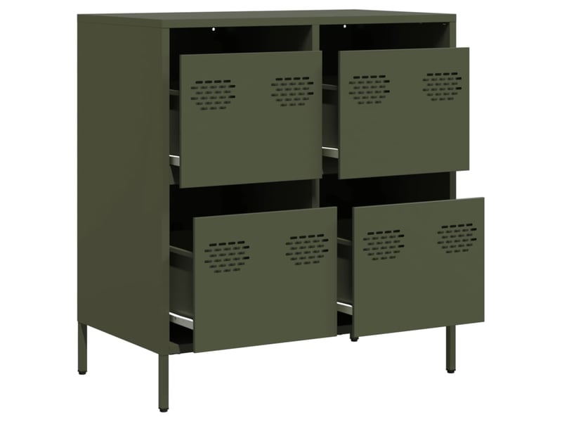  Buffet - bahut - meuble de rangement vert olive 68x39x73,5 cm acier laminé à froid  - Conforama D