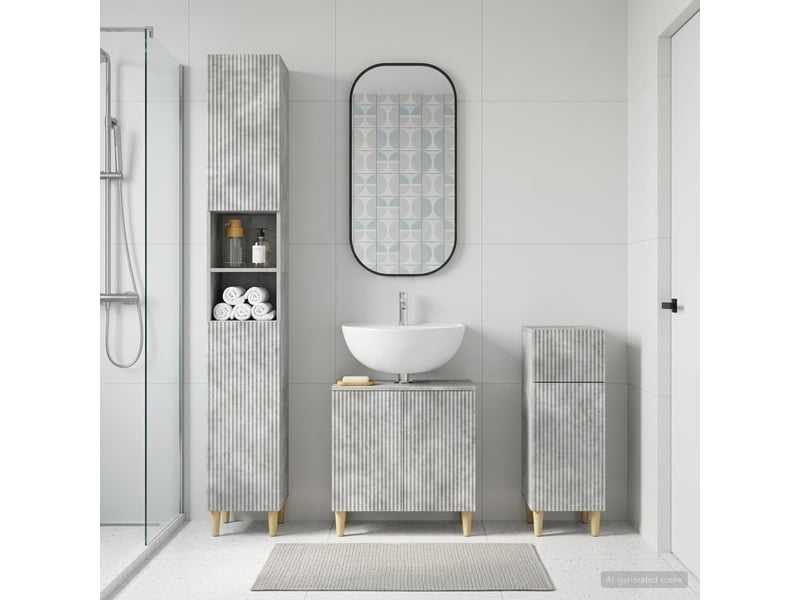  Ensemble de meuble de salle de bain 3 pièces arnhem gris béton cf63323  - Conforama B