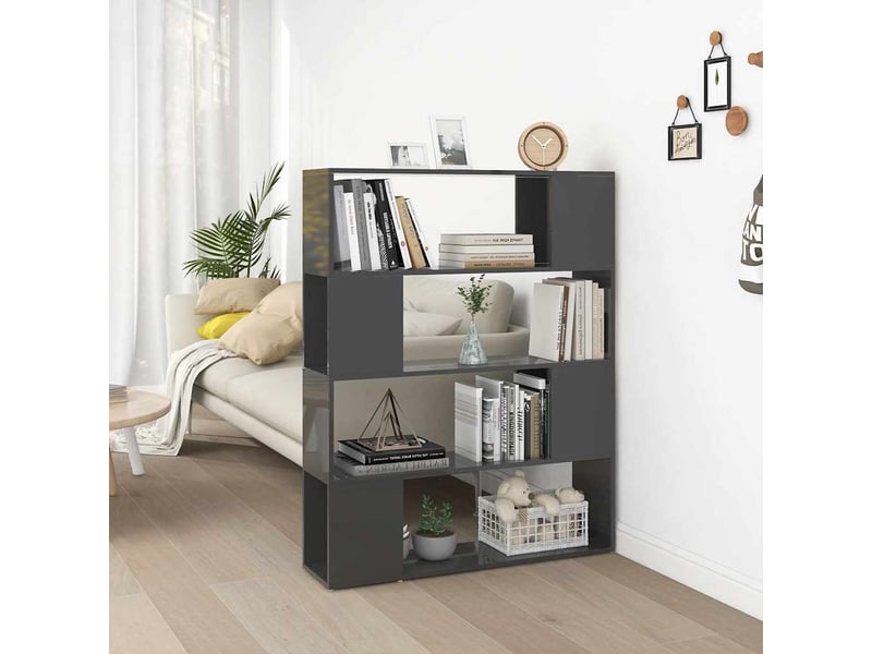  Bibliothèque, séparateur de pièce gris brillant 100x24x124 cm  - Conforama B