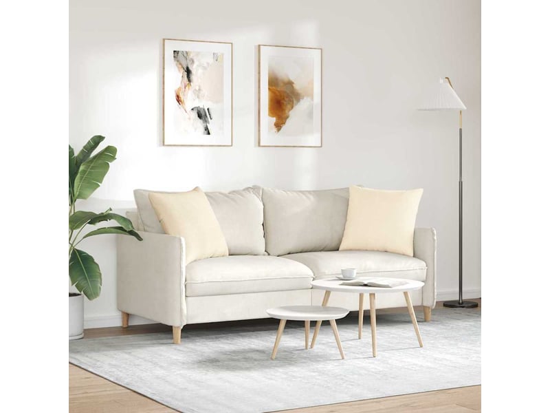 Lot de 2 coussins de canapé, coussins décoratifs crème 50 x 50 cm cf59046 - Conforama D