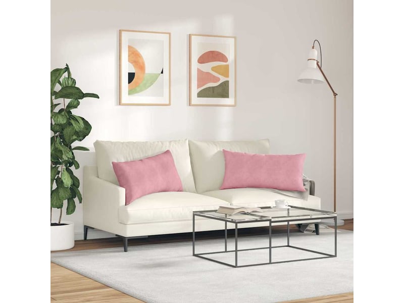 Lot de 2 coussins de canapé, coussins décoratifs rose 80 x 40 cm cf59153 - Conforama D
