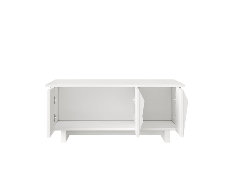  Table basse avec rangement 95x67x39,5 cm – blanc – portes à relief 3d et plateau spacieux pour salon  - Conforama E
