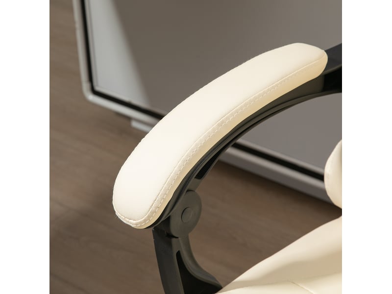  Fauteuil de bureau blanc crème inclinable 145° avec repose-pieds  - Conforama E