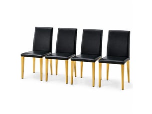 Lot de 4 chaises de salle à manger 90 cm chaise cuisine, chaise design moderne, dossier confortable, noir pu, doré métal