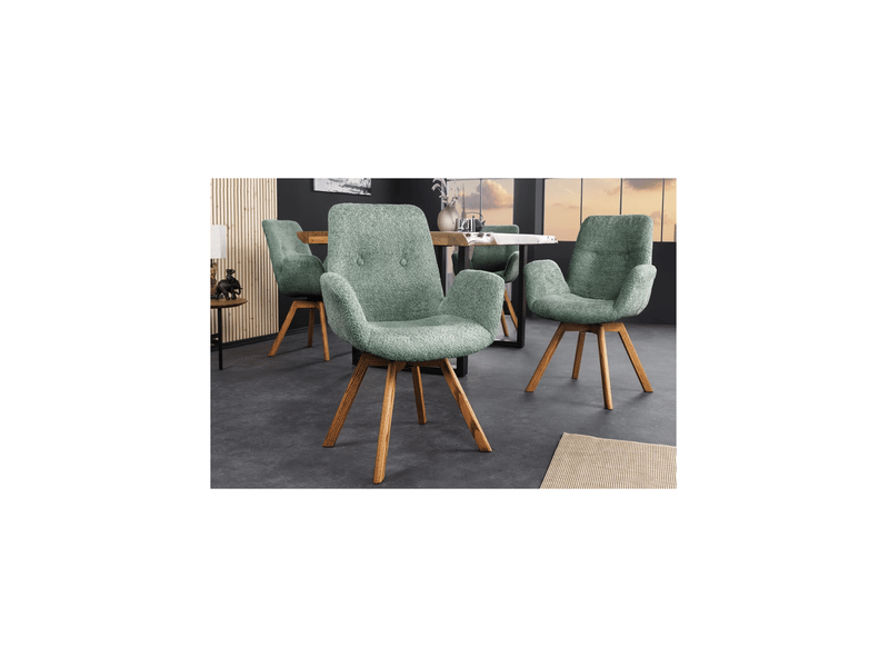 Lot de 2 chaises design sorrano pivotantes à 360° en tissu bouclette vert menthe et pieds en chêne clair - Conforama B