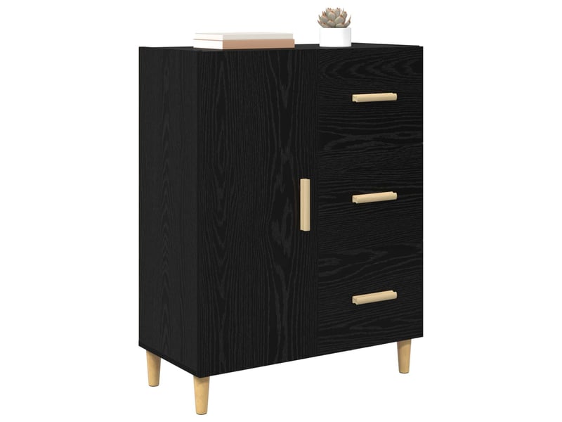 Buffet - bahut - meuble de rangement chêne noir 34 x 69,5 x 90 cm bois d'ingénierie - Conforama C