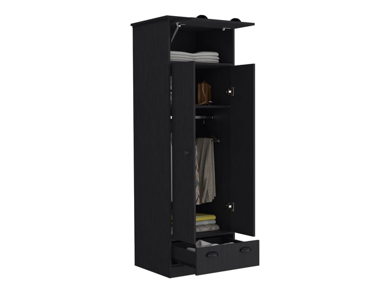  Armoire falkland de 179 cm avec 1 tiroir et penderie, wengé  - Conforama E