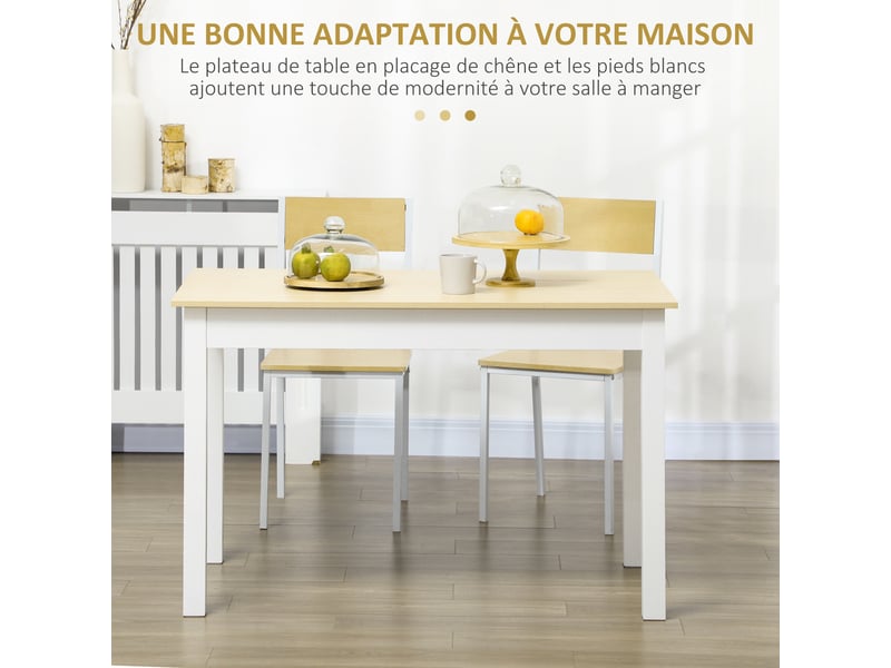  Table de salle à manger design moderne bicolore avec dim. 119l x 70l x 75h cm grand plateau 4-6 personnes en bois  - Conforama D