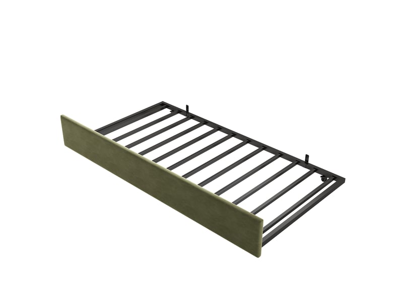 Canapé-lit de 90 × 200 cm, avec lit coulissant pouvant se transformer en lit d'appoint simple de 90 × 190 cm, forme en l, velours, vert - Conforama W
