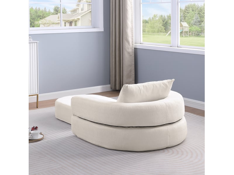  Canapé convertible 1 place en tissu beige pliable avec coussin, format sol pour salon, chambre d'amis ou studio  - Conforama D