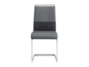 Lot de 4 chaises modernes en cuir synthétique et tissu gris avec dossier haut confortable pour repas