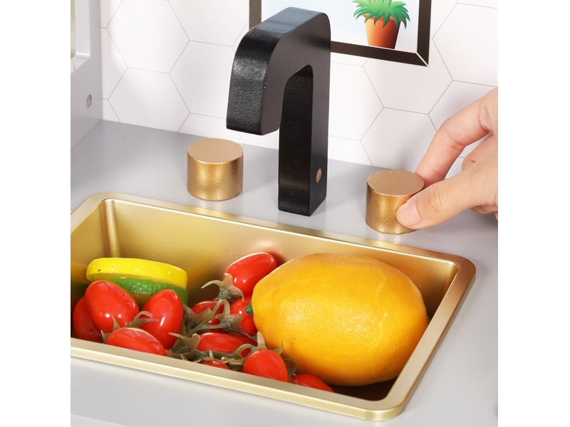  Cuisine enfant 60x28,5x92 cm multifonction mdf gris  - Conforama D