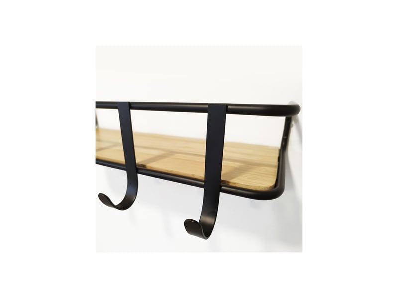 Porte-manteaux mural étagère métal noir effet bois 41,5 x 20 x 11 cm 50848 - Conforama C