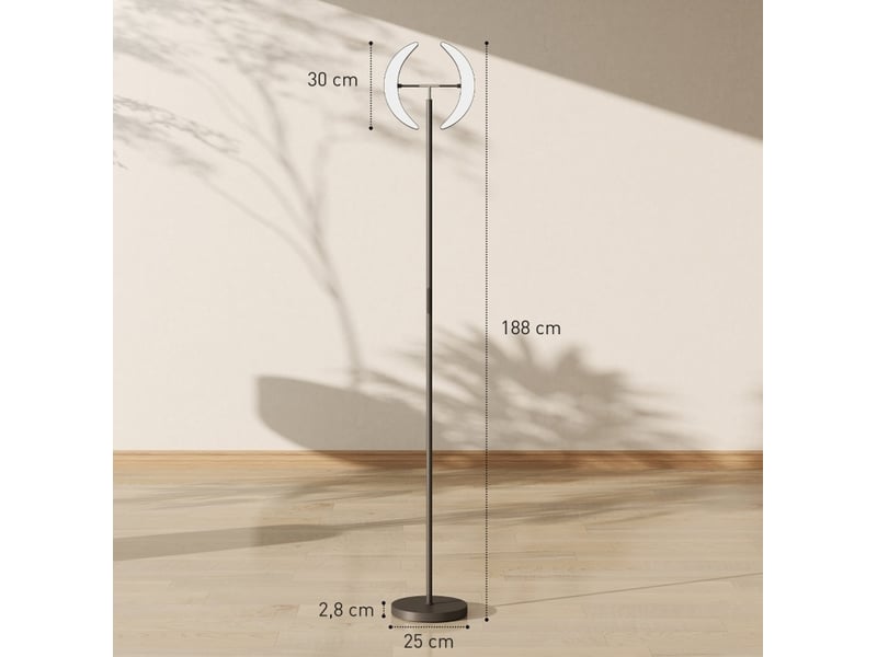  Lampadaire led rgb noir à 2 têtes rotatives, dimmable avec télécommande  - Conforama C