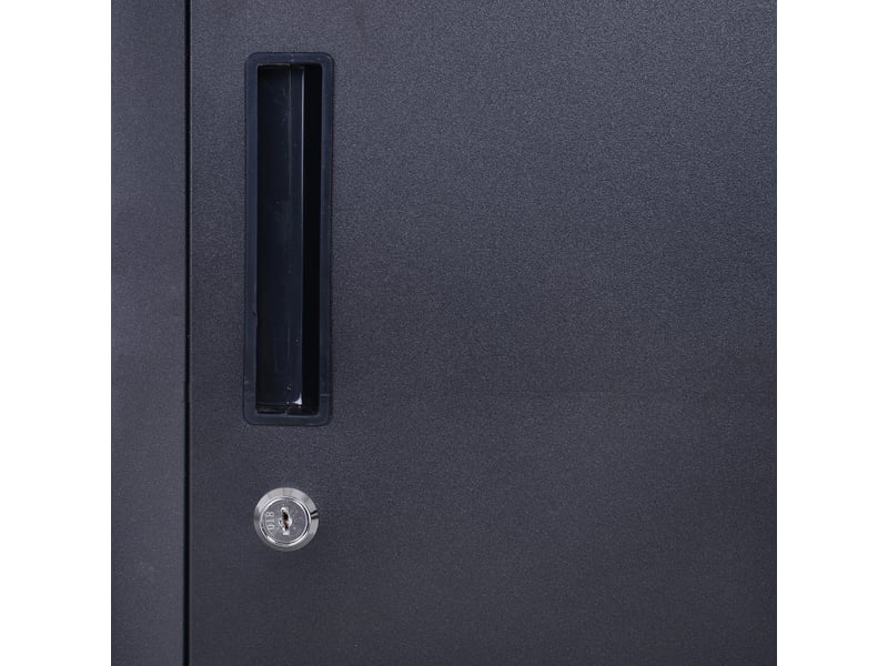  Armoire à casiers à 4 niveaux, casier vestiaire métallique avec 2 portes verrouillables à 2 clés, noir, 38x46x180cm  - Conforama R