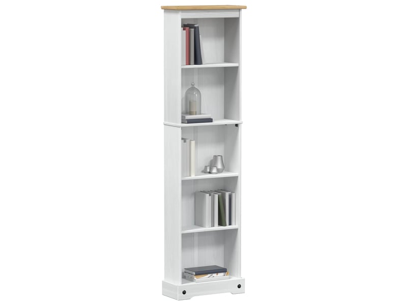  Bibliothèque, armoire à livres 46 x 20 x 170 cm pin massif blanc  - Conforama C