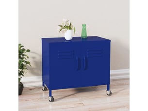 Armoire de bureau, meuble de rangement bleu marine 60x35x56 cm acier