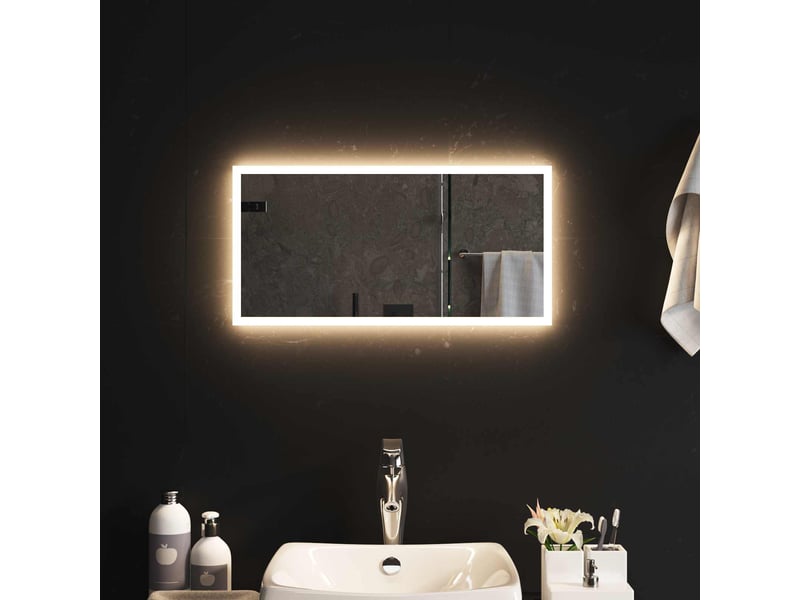 Miroir de salle de bain, miroir de toilette led transparent 60 x 30 cm verre trempé cf62591 - Conforama C