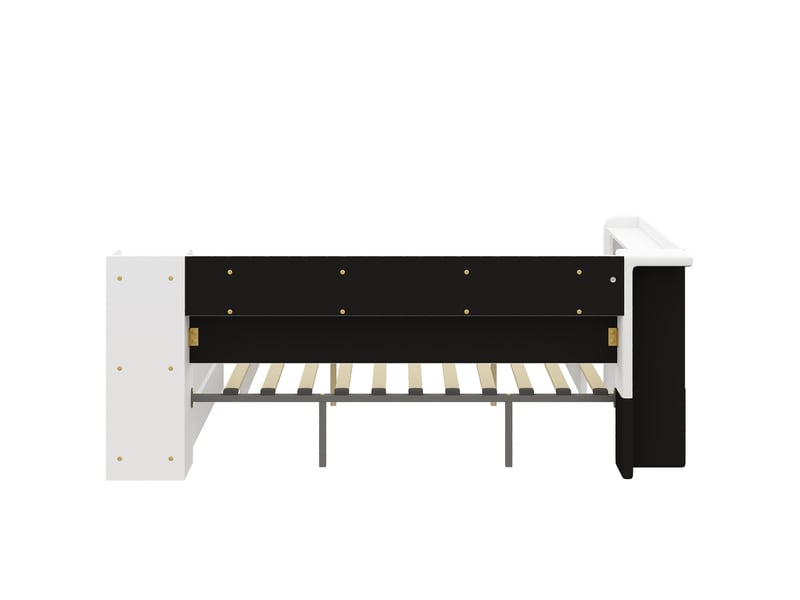 Lit banquette simple 90 × 200 cm extensible 180 × 200 cm, usb, led réglable et bureau, sans matelas, blanc - Conforama E