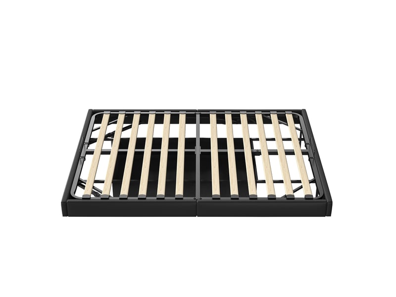  Cadre de lit coffre sans tête de lit - 160 x 200 cm-noir - avec éclairage led sous le lit, prises et vérins hydrauliques  - Conforama E