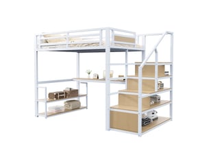 Lit mezzanine 140x200 cm <strong></strong> <strong></strong> coloris blanc