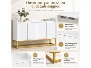 Buffet 4 porte(s)   <strong></strong> <strong></strong> - 120 cm coloris blanc 