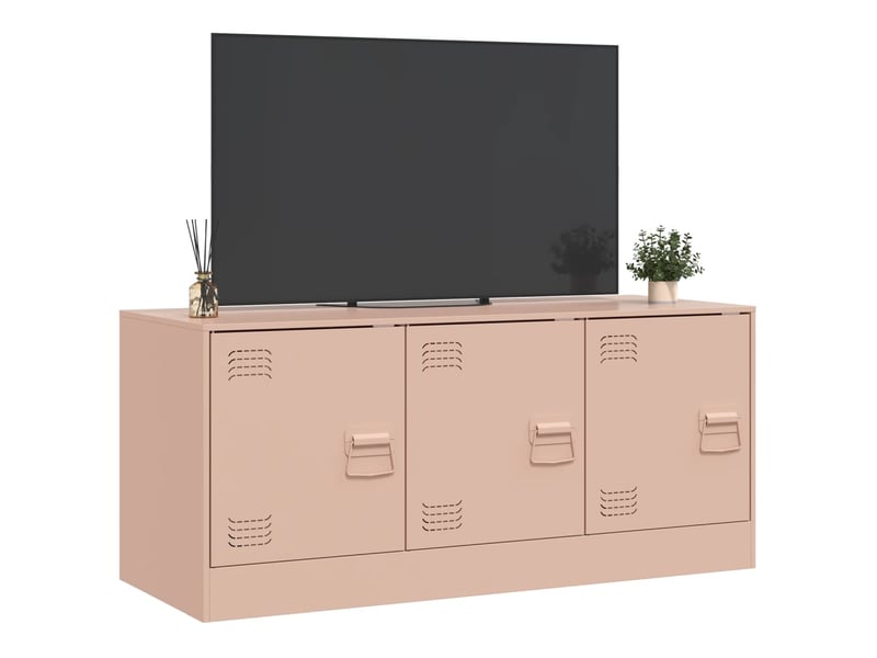  Meuble tv - banc tv - meuble de rangement rose 99x39x44 cm acier  - Conforama E