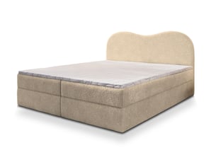 Lit avec rangement 160x200 cm <strong>MASSENO</strong> <strong></strong> coloris beige