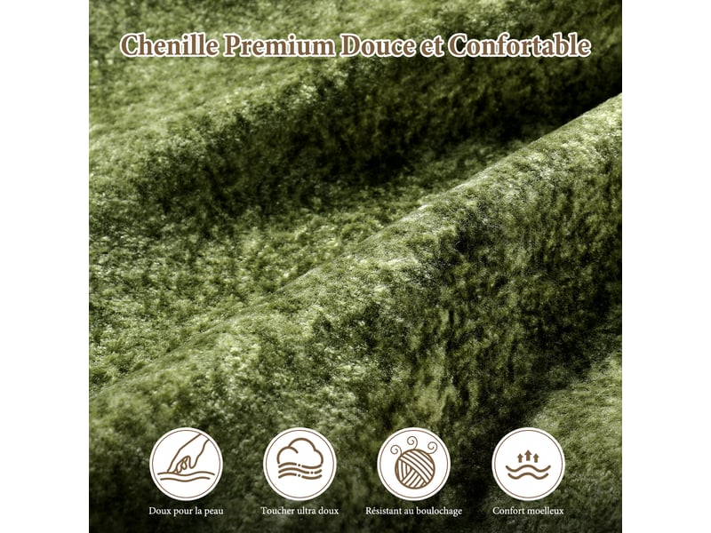  Canapé d'angle incurvé 3 places en tissu chenille premium,canapé compressé sans montage,mousse haute résilience,vert 326x97x66CM - Conforama D