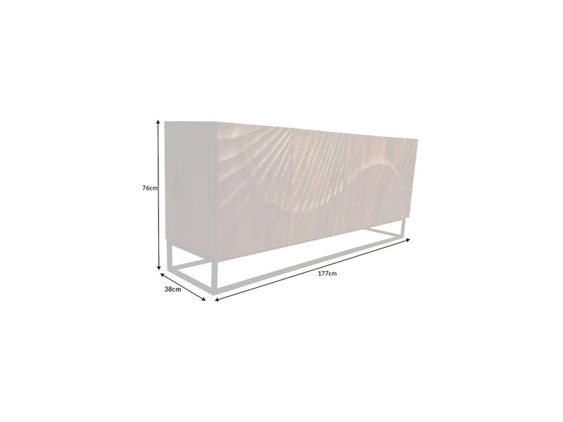 Buffet silva 177 cm en bois massif de manguier sculpté – 4 portes et piètement métal noir - Conforama C