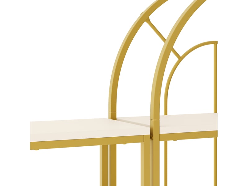  Bibliothèque modulaire 163x30x184 cm, anti-basculement, meuble salon, cuisine et bureau, mdf et métal, doré et blanc  - Conforama E