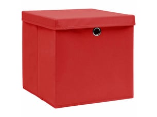 Boîtes de rangement et couvercles 4 pcs rouge 32x32x32 cm tissu