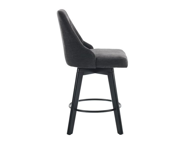  Tabourets de bar 030 gris lot de 2 avec dossier, repose-pieds et siège rembourré en tissu  - Conforama D