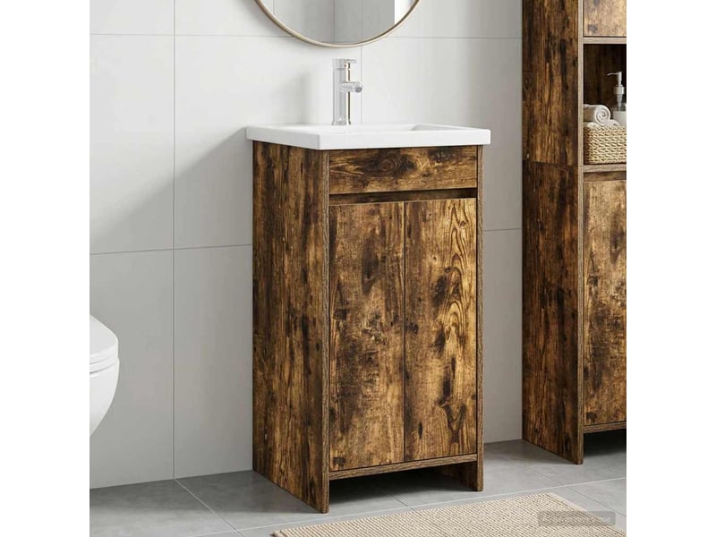  Meuble de salle de bain avec évier chêne fumé 42x40x84.5 cm shl9144  - Conforama B