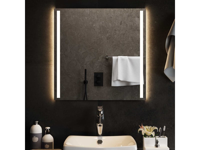 Miroir de salle de bain, miroir de toilette led transparent 60 x 60 cm verre trempé cf62598 - Conforama C