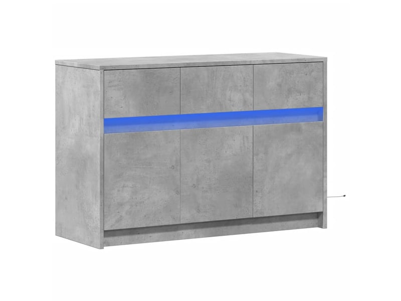Meuble tv - banc tv - meuble de rangement avec led gris béton 91x34x61 cm bois d'ingénierie - Conforama C