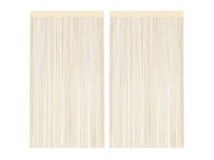 Lot de 2 rideaux en fils, rideau de porte 140 x 250 cm crème cf43844