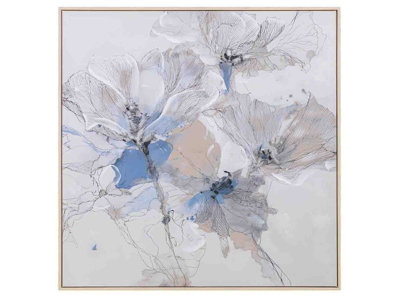  Tableau peint à la main avec cadre en bois blanc cassé 103x4x103h cm  - Conforama B