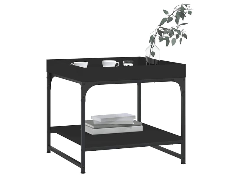  Table basse | table de salon noir 49,5x49,5x45 cm bois d'ingénierie  - Conforama C