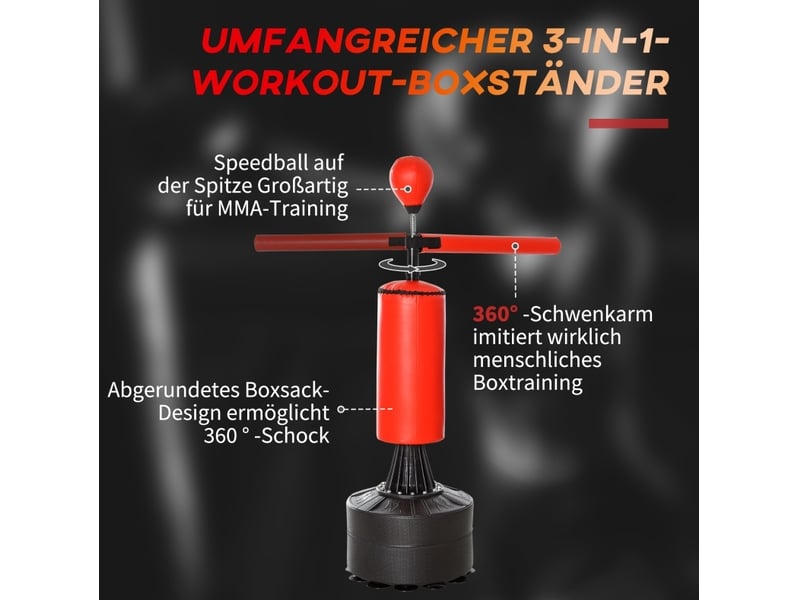  Appareil de boxe 88x48 cm réglable en hauteur en polyuréthane (pu) noir et rouge  - Conforama E