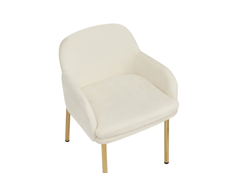  Lot de 2 chaises de salle à manger,avec accoudoirs,tissu polyester,blanc  - Conforama D