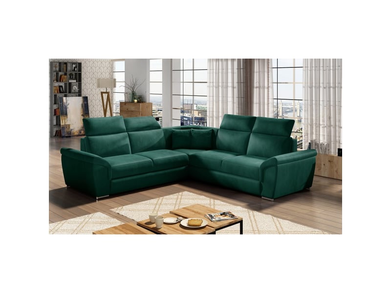  Canapé d'angle frederico vert foncé avec coffre intégré 266x266cm  - Conforama A
