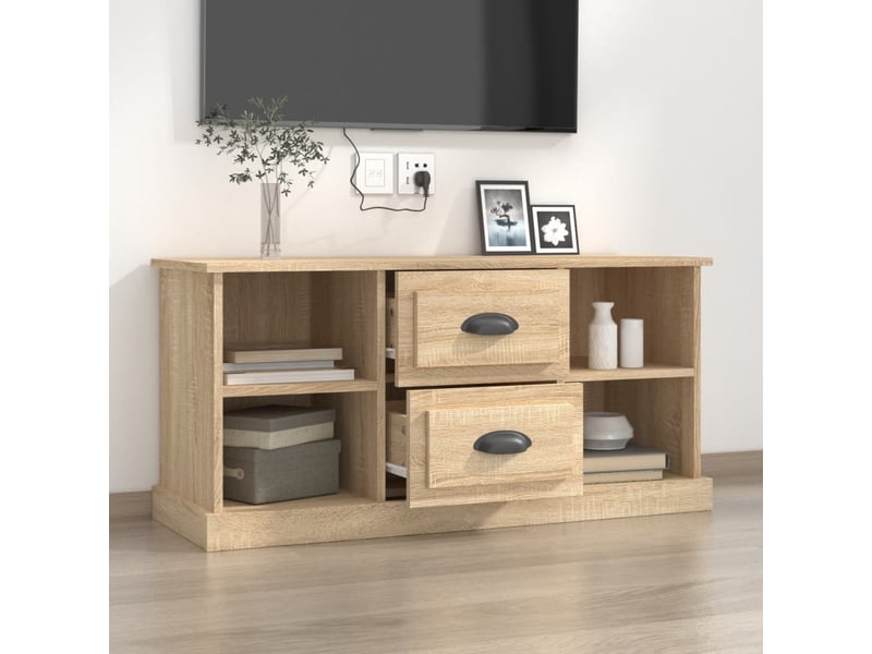  Meuble tv - banc tv - meuble de rangement chêne sonoma 99,5x35,5x48 cm bois d'ingénierie  - Conforama C