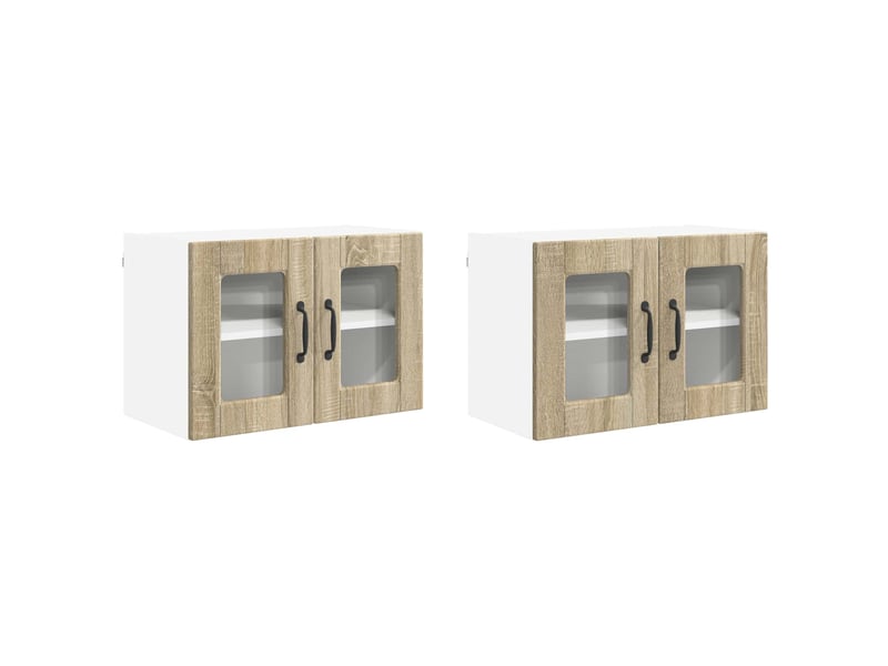  Meuble mural de cuisine, cabinet en verre mural 2 pcs chêne sonoma shl6465  - Conforama A