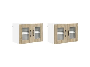 Meuble mural de cuisine, cabinet en verre mural 2 pcs chêne sonoma shl6465